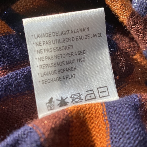 ❌SOLD❌Gray Blush Parisian Stories Boutique Metallic Striped Sweater💙🧡🖤 - Picture 8 of 8